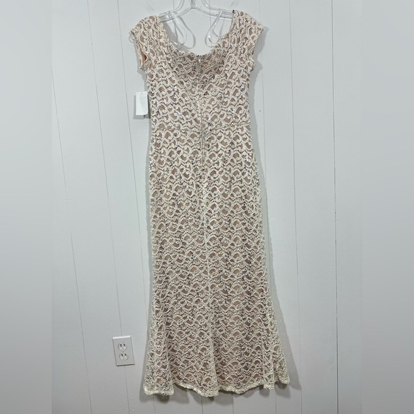 NWOT B Darlin Juniors Beige Sequins Lace Formal Long Dress Sweetheart Size 15/16 - Picture 4 of 11